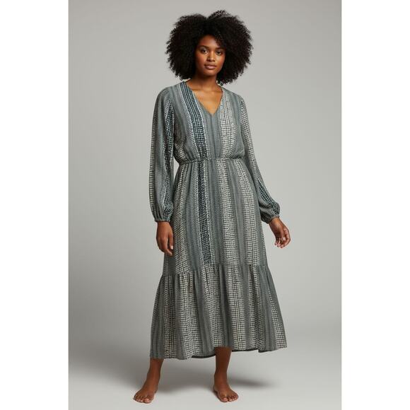 Banana Republic Women's Flounce Hem Green Maxi Dress Size L  102125-1232 - Picture 1 of 8